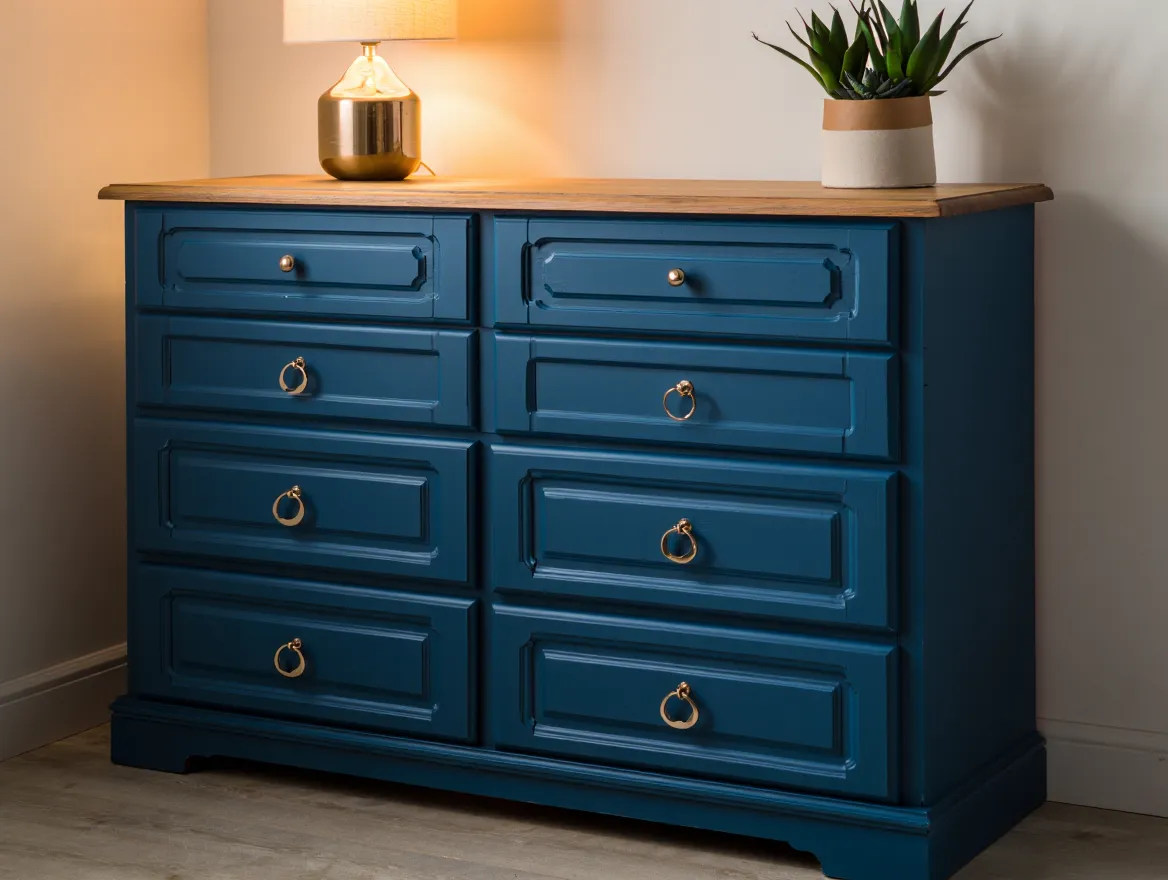 Example of upcycled dresser with chalk paint and new hardware